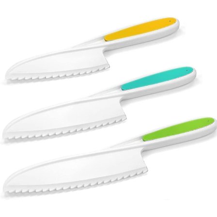 Køkkenredskabssæt til småbørn - Sikkert køkkenknivsæt til småbørn til madlavning i virkeligheden med sikre plastikknive til småbørn - Skærebræt til 