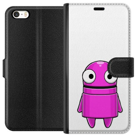 Kompatibelt Lommeboketui til Apple Apple iPhone 5 Rosa tegneseriefigur med rund form og store øyne på mørk bakgrunn