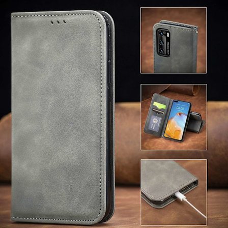 Kotelo Samsung A16 harmaa Magneettikorttipaikka nahka