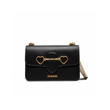 Love Moschino, Shoulder bag with logo Zwart, Dames, Maat:ONE Size,leer