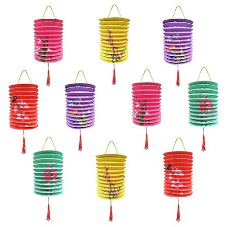 10 st papperslyktor Färgglada semesterhängande lykta kinesiska japanska papper hängande dekorationer Festival Festdekor