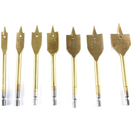 7 stk. Titanium HSS hullflate borsett for tre med pose