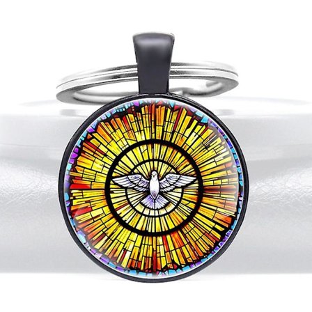 Katolsk Helligånds Due Glaskuppel Metal Nøglering