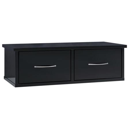 Vidaxl Väggmonterade Lådor Svart Högglans 60x26x18,5cm Konstruer Svart