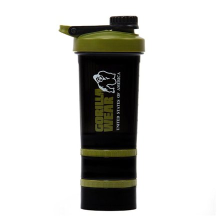 Gorilla Wear Shaker 2 Go Svart/Grön 500 ml + 130 ml x 2