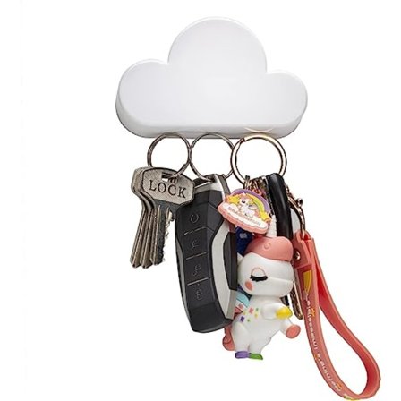 Hvit sky magnetisk nøkkelholder - Kraftige magneter holder nøkkelringer og løse nøkler på plass