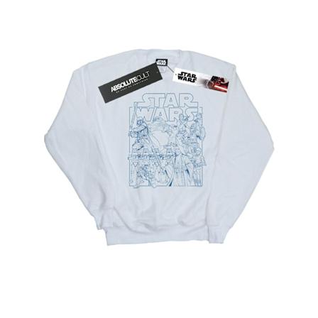 Star Wars Boys Outlined Sketch Sweatshirt 12-13 år Vit White 12-13 Years