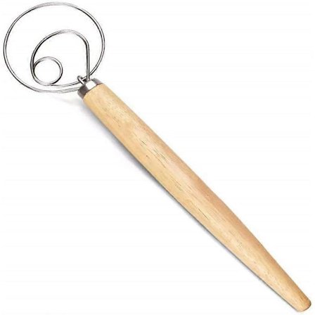 Degvisp Brödbakningsverktyg Rostfritt Stål Dansk Degkrok Degblandare Handvisp för Bröddeg för Bakverk, Bakning