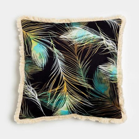 Flerfarvet fløjlspude 45x45cm – Artistic Decor