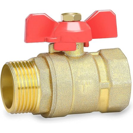 Mässing 1 tum kulventil med rött handtag - Yttergänga/innergänga full passage Dn25 Pn16 Hy