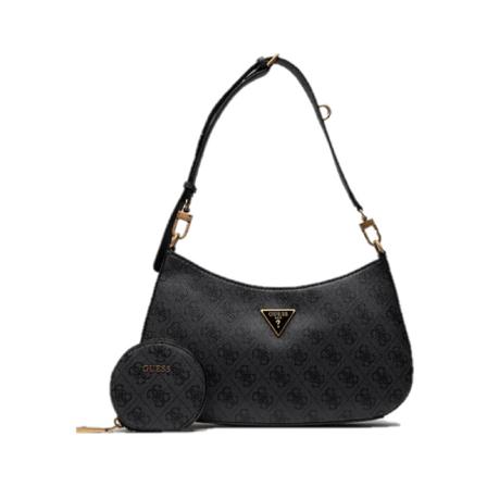 Guess, Alexie Zipped Shoulder Bag Zwart, Dames, Maat:ONE Size