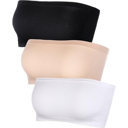 Armbandslös Bralette för kvinnor Sömlös Bandeau Stretchy, icke-vadderad Svart, vit, hudfärg L-XL