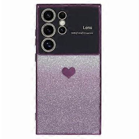 For Samsung Galaxy S24 Ultra Deksel Elektroplettert Kant Gradient Glitter Pulver TPU Telefondeksel (Mørk Lilla)