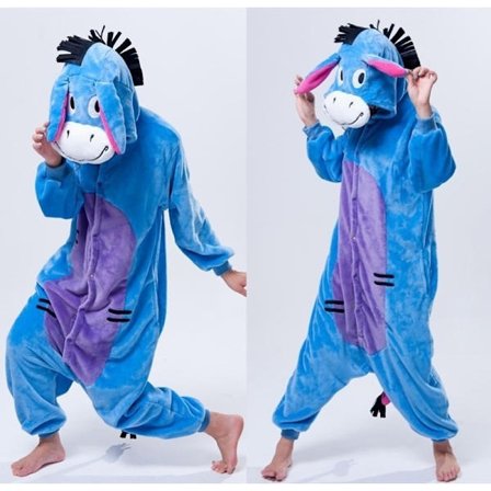 Fancy Cosplay Kostym Onesie Pyjamas Vuxen Nattkläder åsna S V