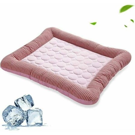 Hundsäng, Hundkylmatta, Korg, Kylmadrass, Hundkudde, Djurkylkorg, Kylplatta för hundar, Rosa nätband, 70