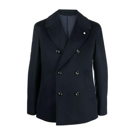 Luigi Bianchi Mantova, Double-Breasted Coats Blauw, Heren, Maat:M