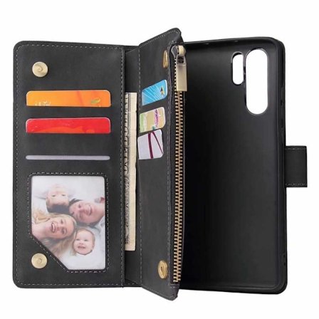 Huawei P30 Pro monitoiminen lompakkokotelo, vetoketjullinen 8 tasku