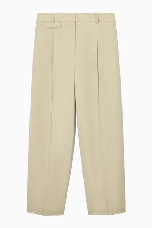 COS Women's Relaxed Linen-Blend Wide-Leg Trousers in Beige