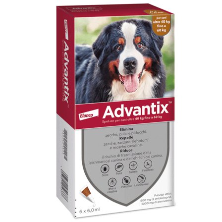 Advantix Spot On Per Cani Da 40kg a 60kg 6 Pipette Da 6ml