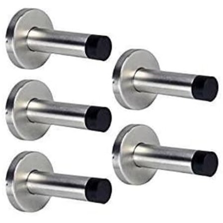5x Dørstoppere, Dørstopper i rustfritt stål, med gummi, Barnesikkerhet (5 stopp) [BR]