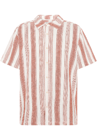 Knowledge Cotton Apparel Relaxed Stripe short sleeve shirt Skjortor Herr Flerfärgad L