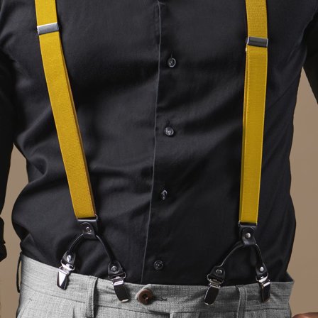 Smala Gyllene Hängslen med Metallspännen för män - Hängslen med Clips