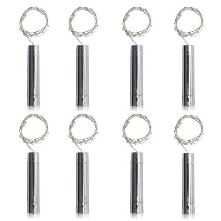 8-pak 20 LED vinflaske korklamper AA-batteridrevne 2 meter