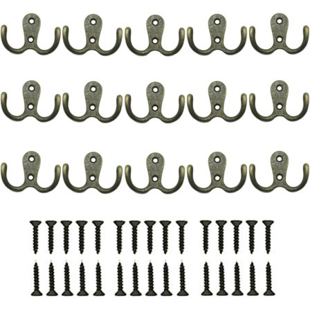 Kåpe Krok, 30 Stykker Dobbel Metall Kroker og Kåpe Kroker Oppbevaring med Skruer for Hjem, Hyller, Skuffer, Skap, Bad - Retro