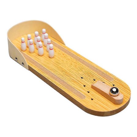 Mini Bowling Set i Trä för Bollspelskastning 1st Bärbar Skrivbordsleksak[D]