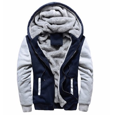 Mænds Trøje med Hætte, Varm Fleeceforet Sweaterjakke, Vinter Gym Fleece Hoodie, Fuldt Lynlås, Varm Tyk Frakke