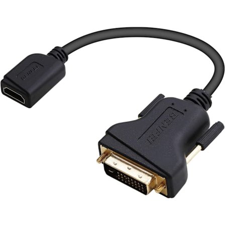 DVI till HDMI, Bidirektionell DVI (DVI-D) till HDMI Hane till Hona Adapter med Guldpläterad Sladd, 5-pack