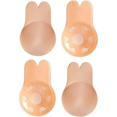 2 par klistre BH selvklebende usynlig BH, stroppeløs ryggløs gjenbrukbar push