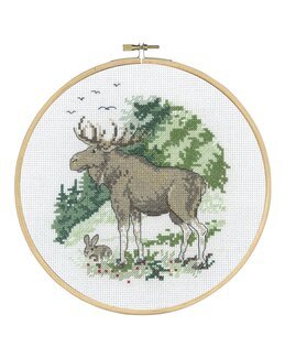 Broderikit Billede Elg og hare - Permin