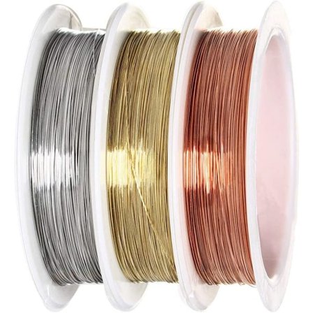 Smykke Wire, 0,3 MM, Guld, Sølv, Kobber, 3 Ruller (15m*3mm)