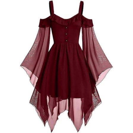 Gotisk Steampunk Fairy-kjole i store størrelser med sexy off-shoulder-detaljer for Halloween-renessansekostymer Vinrød 5X-Large Wine 5X-...