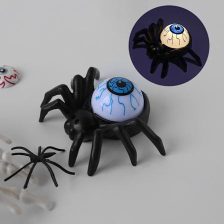Halloween-edderkopp 6 stk Lysende Ornamenter Edderkoppdekor Falske Øyne Blå