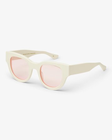 Sunglass 06 - Ivory White Solid - Light Pink - One Size