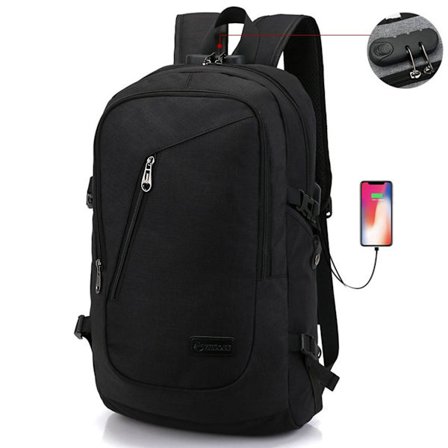 Varkaudenesto-kannettava tietokoneen reppu miehille: 15,6 tuumaa, USB-latausportti KLB