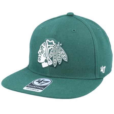 47 Brand - NHL Groen snapback Cap - Hatstore Exclusive x Chicago Blackhawks No Shot Captain Dark Green Snapback @ Hatstore