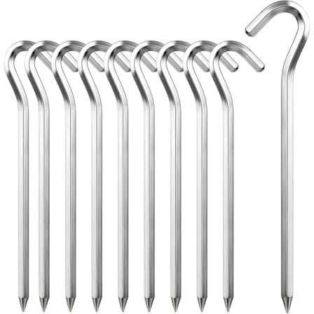 10 Tältpinnar Metall Kraftiga, Rostfria Tältmarkpinnar för Presenningstak, för Utomhusresor Tält Hård Stenig Mark