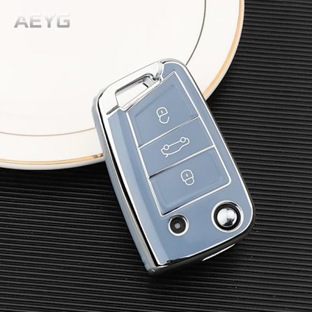 Fashion TPU Bilnyckelfodral Fullt Skydd Fob För VW Volkswagen Golf 7 MK7 Tiguan MK2 För SEAT Ateca Leon FR 2 Ibiza För Skoda Octavia