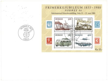 Norge - FDC m/miniark Norwex '80