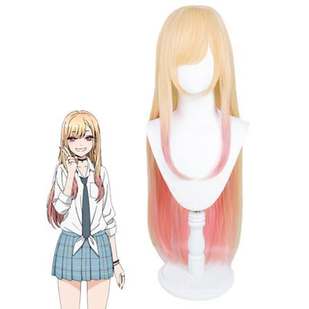 Anime My Dress-up Darling Marin Kitagawa Cosplay Peruk Gul Gra
