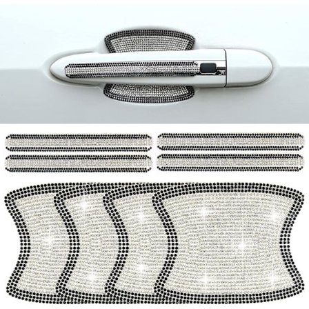 SBSGV 8 stk. Rhinestone Bil Dørhåndtag Klistermærker, Bling Udvendige Bil Tilbehør, Universal Krystal Glitter Dørhåndtag Beskytter Bil Klistermærker 