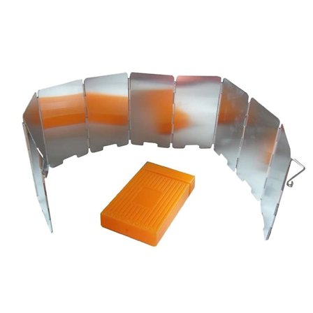 Hopfällbart Vindskydd för Brännare med 9 Plåtar, Vindruta för Backpacking och Camping