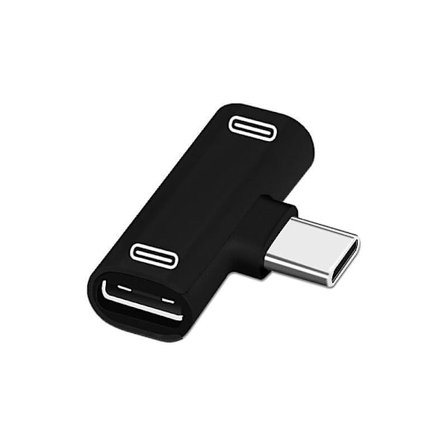 2 in 1 USB-C -jakaja, tyyppi C uros - kaksois tyyppi C naaras kuulokelaturi
