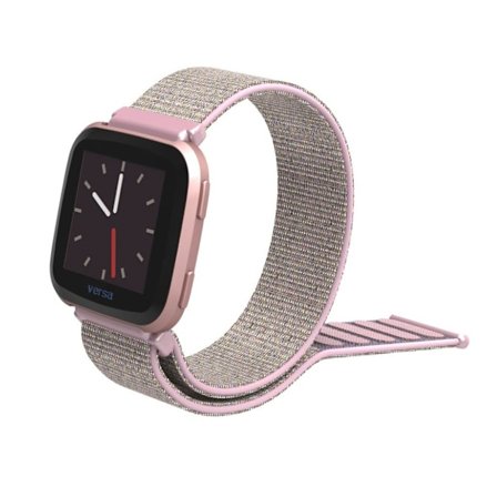 Fitbit Versa klockarmband nylon kardborre - Rosa