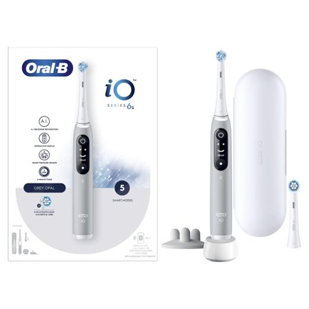 Oral-B iO 6S Elektrisk Tannbørste (grå) 5 børsteinnstillinger, iO teknologi, AI, skjerm, smart trykksensor