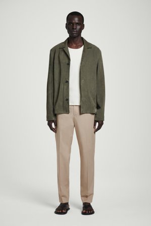 COS Men's Cotton Straight-Leg Trousers in Beige