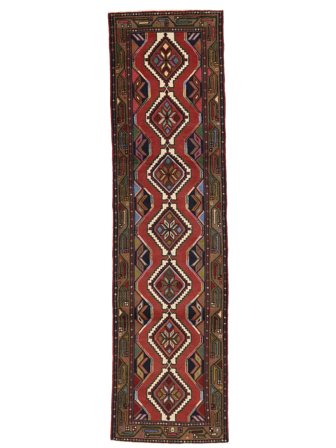 Håndknyttet Persisk Asadabad Teppe 79X296 Svart/Mørk Rød